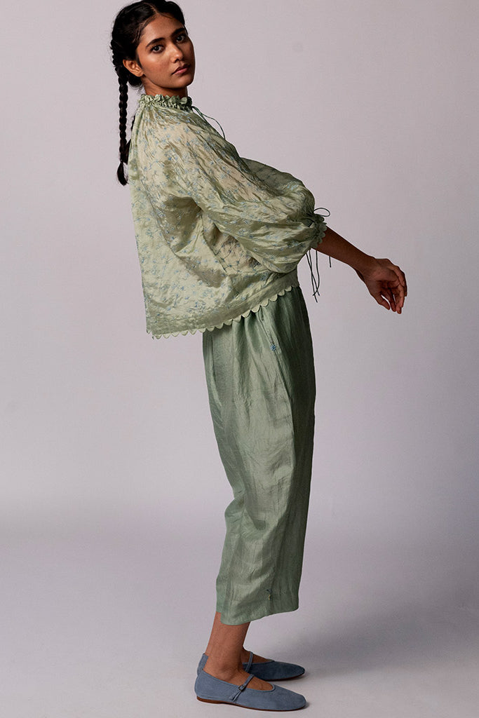 Anjira Pants Green Silk BOTTOMS IKKIVI