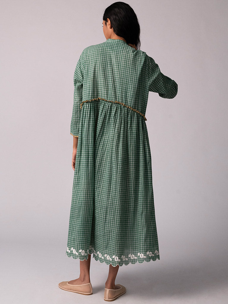 Mandara Green Check Dress DRESSES IKKIVI