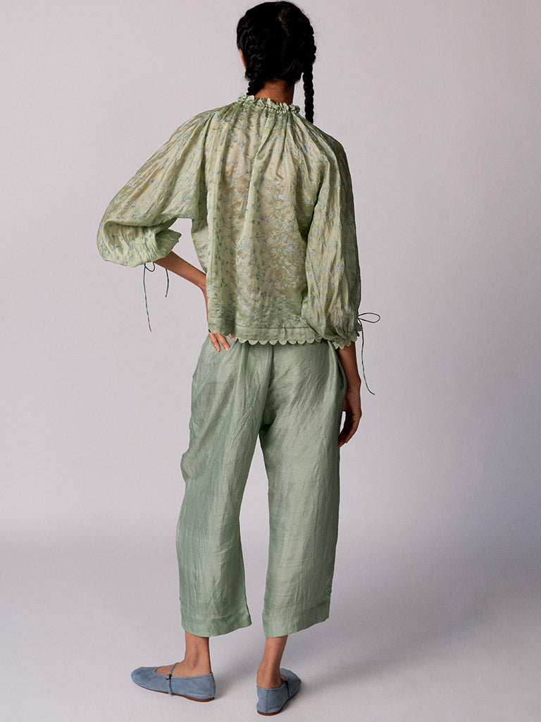 Anjira Pants Green Silk BOTTOMS IKKIVI