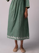 Mandara Green Check Dress DRESSES IKKIVI