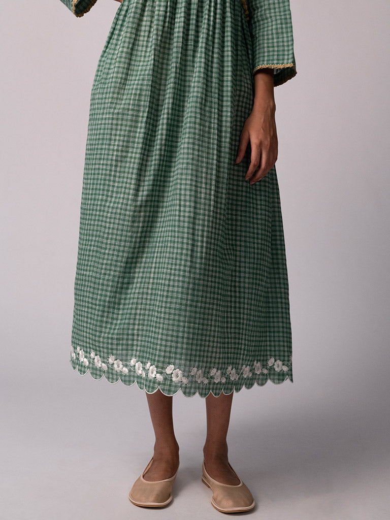 Mandara Green Check Dress DRESSES IKKIVI