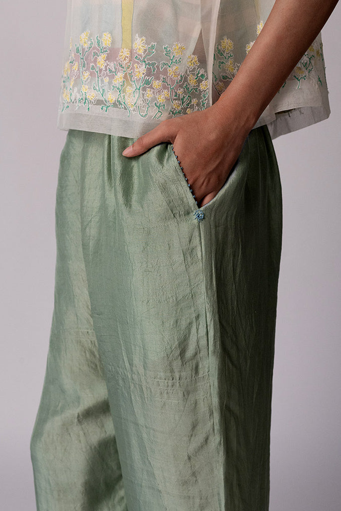 Anjira Pants Green Silk BOTTOMS IKKIVI
