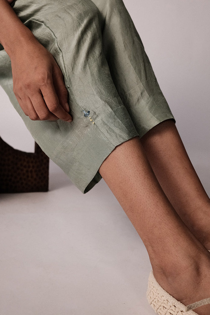 Anjira Pants Green Silk BOTTOMS IKKIVI