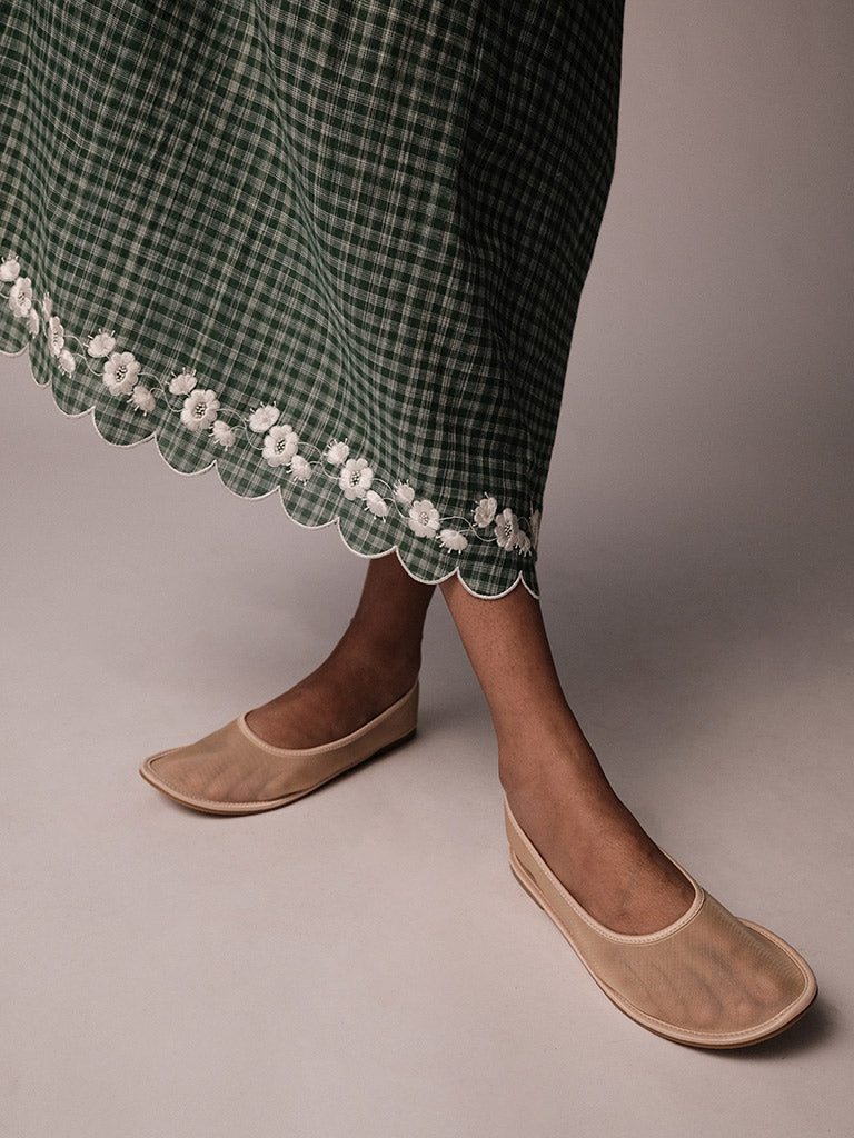 Mandara Green Check Dress DRESSES IKKIVI