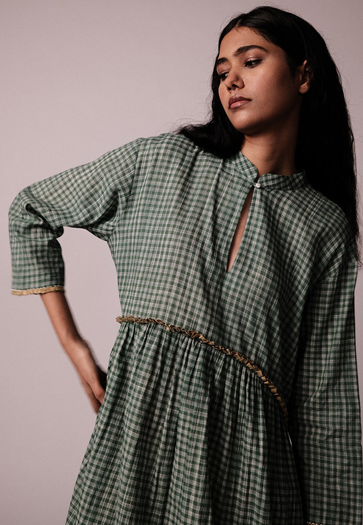 Mandara Green Check Dress DRESSES IKKIVI