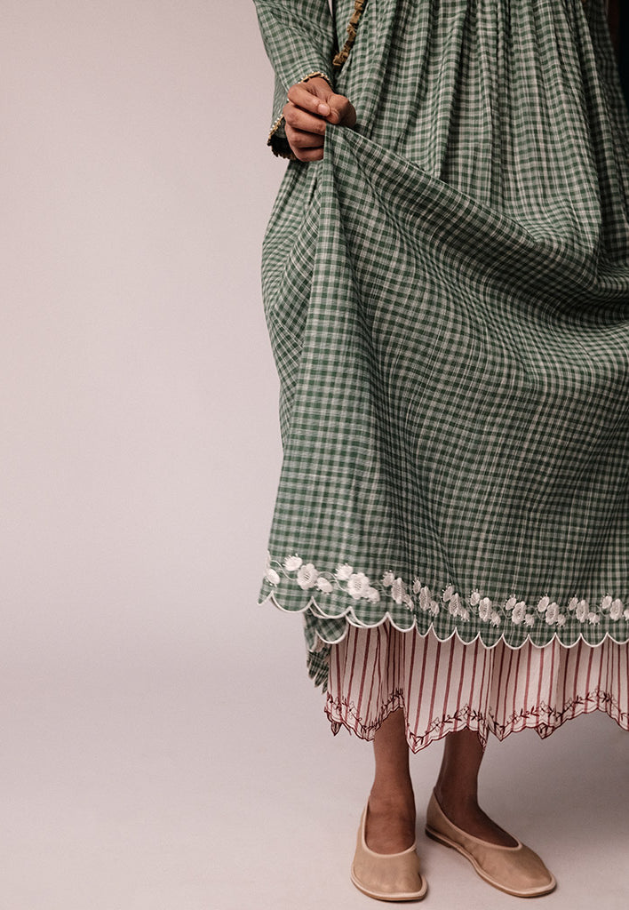 Mandara Green Check Dress DRESSES IKKIVI