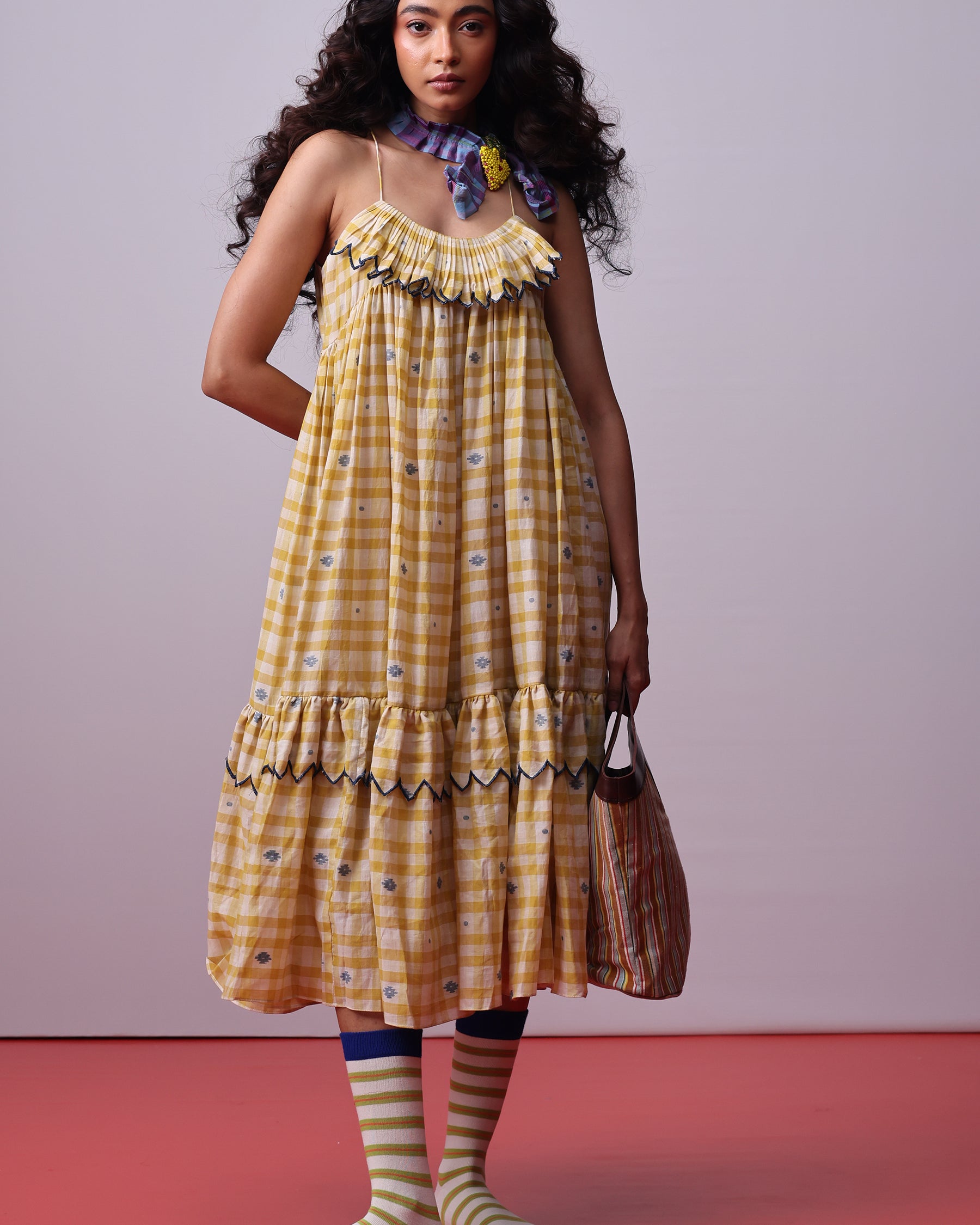 Sunlit Mosaic Frill Dress DRESSES IKKIVI