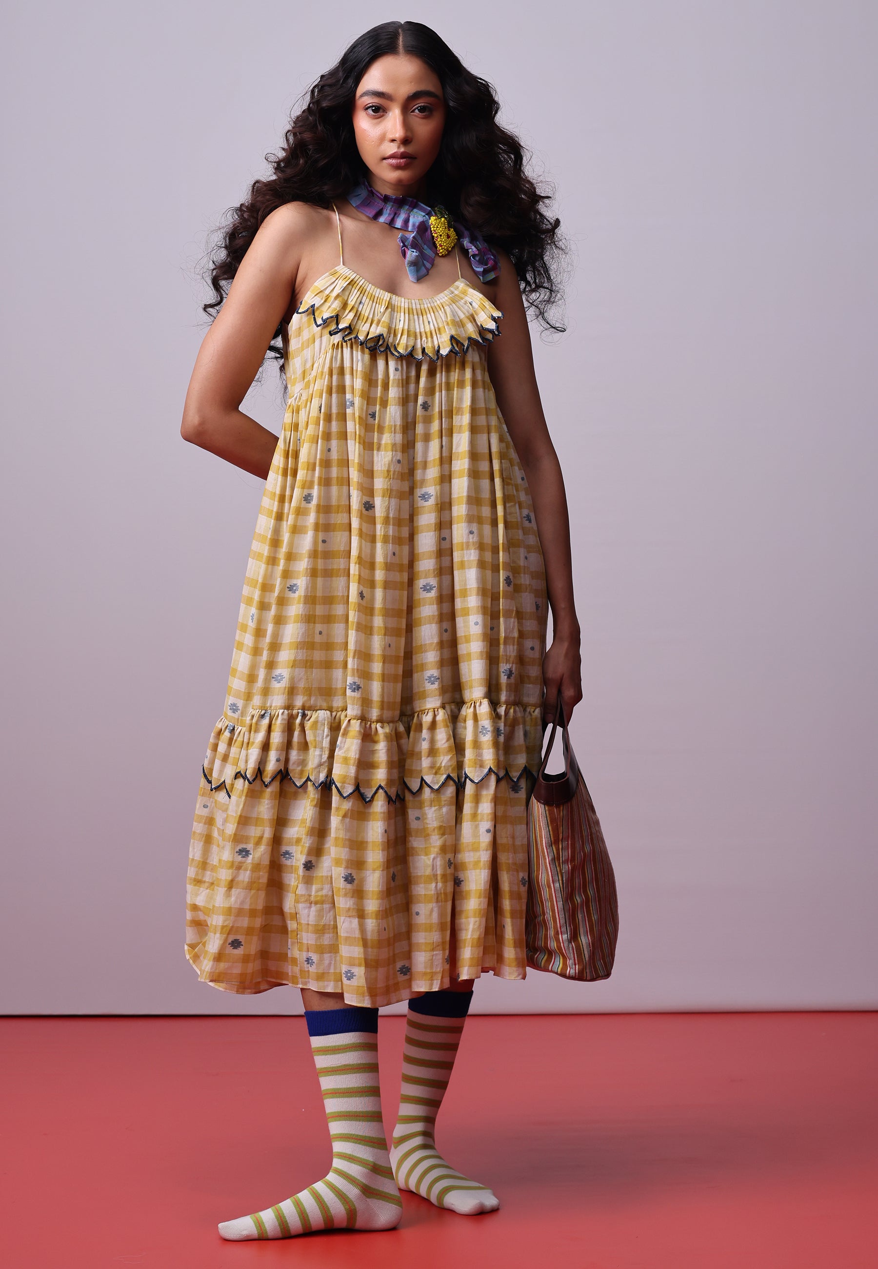 Sunlit Mosaic Frill Dress DRESSES IKKIVI