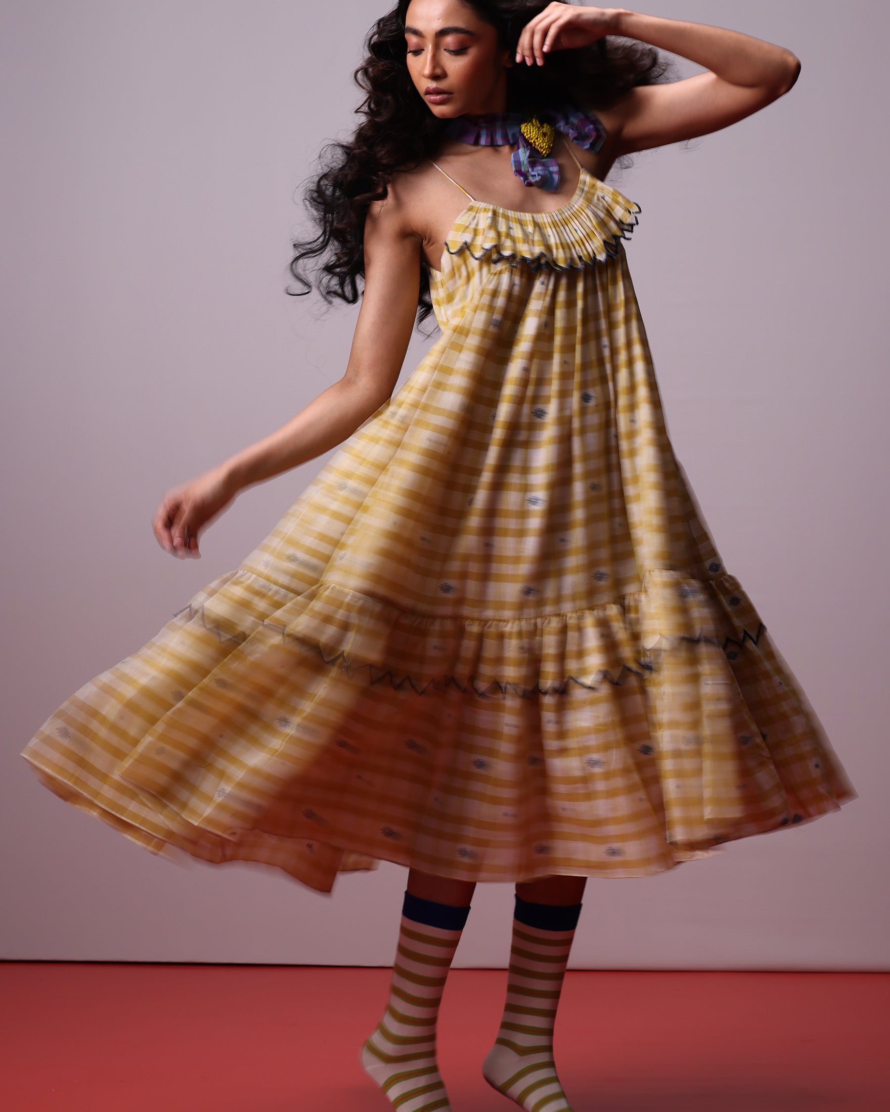 Sunlit Mosaic Frill Dress DRESSES IKKIVI