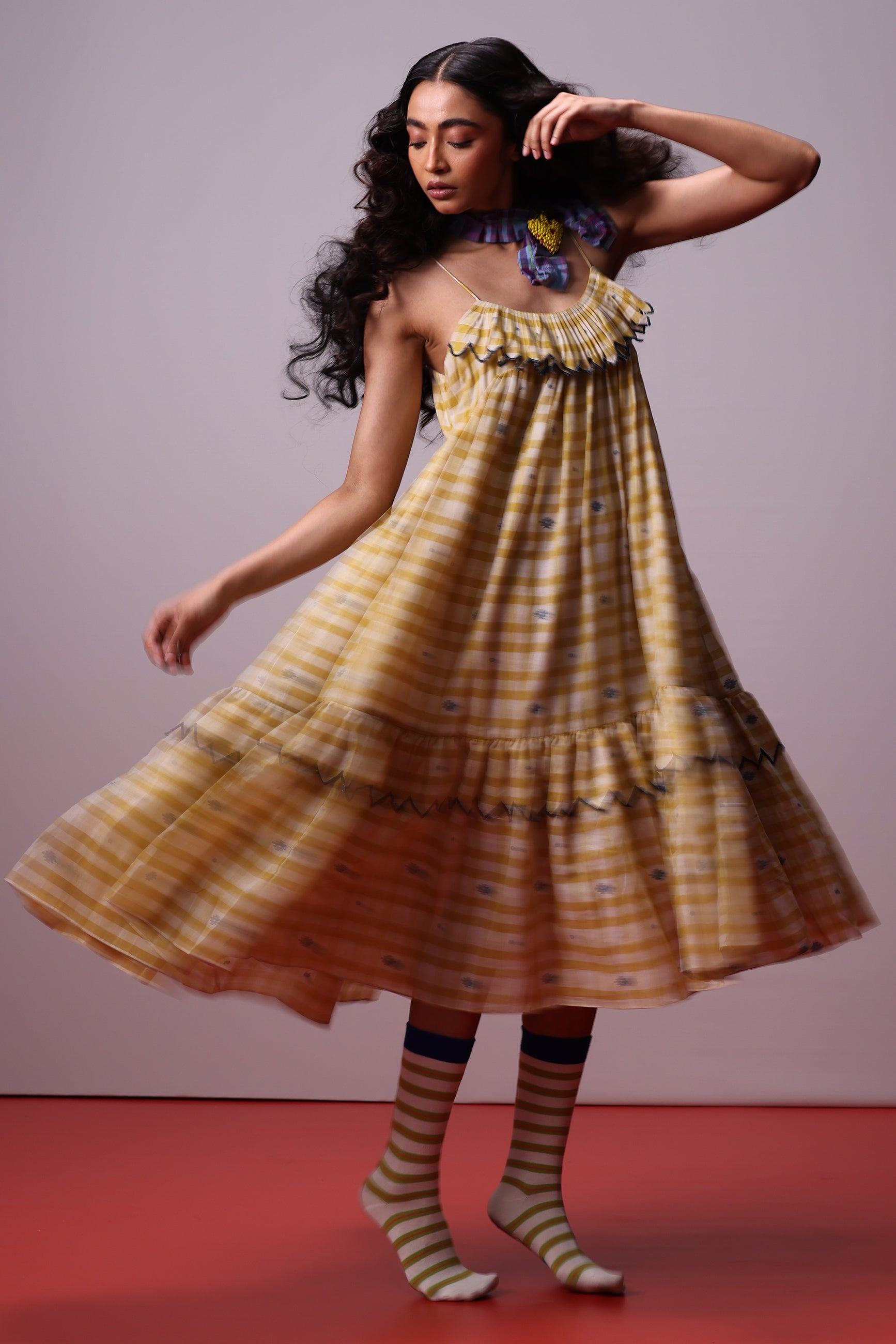 Sunlit Mosaic Frill Dress DRESSES IKKIVI