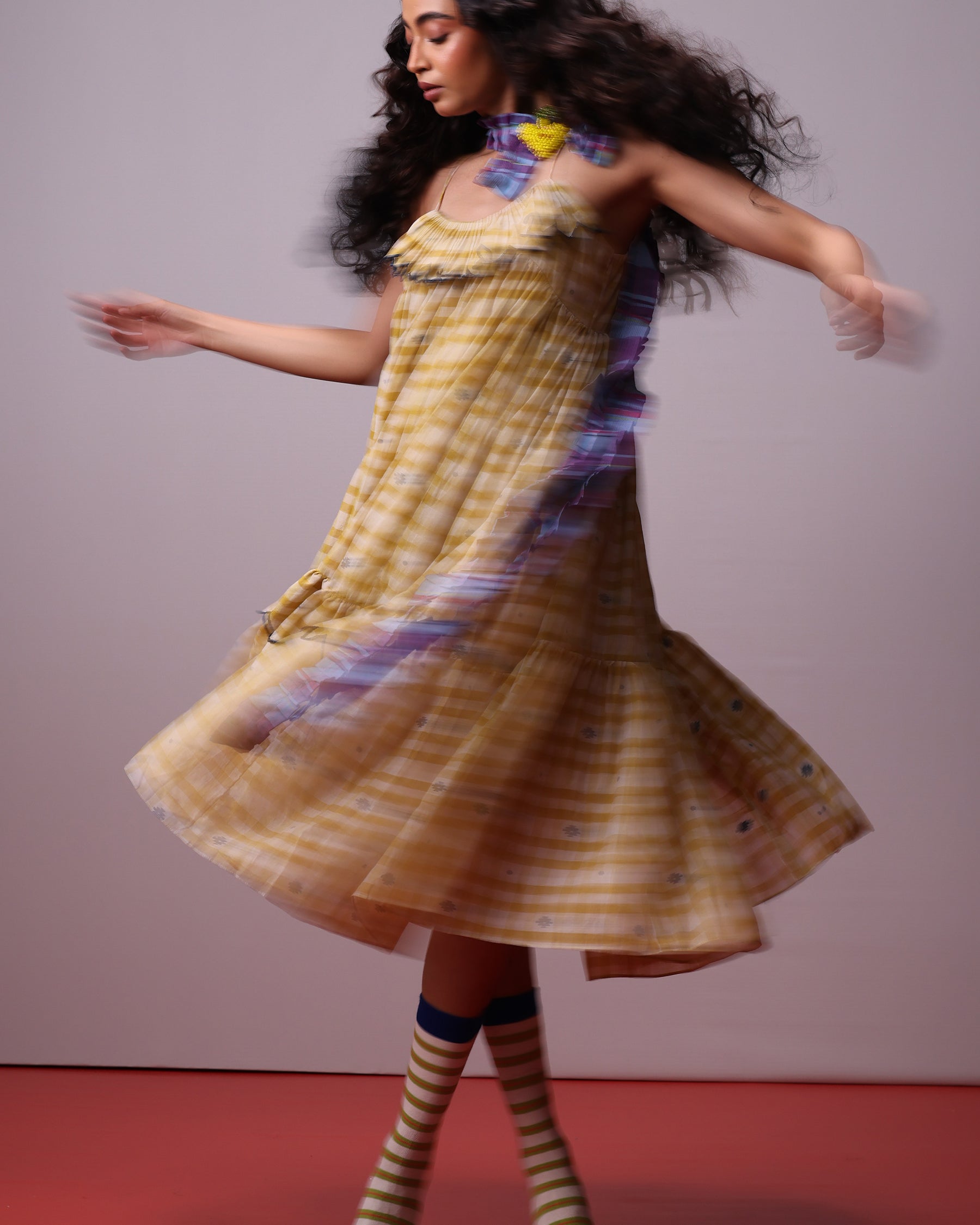 Sunlit Mosaic Frill Dress DRESSES IKKIVI