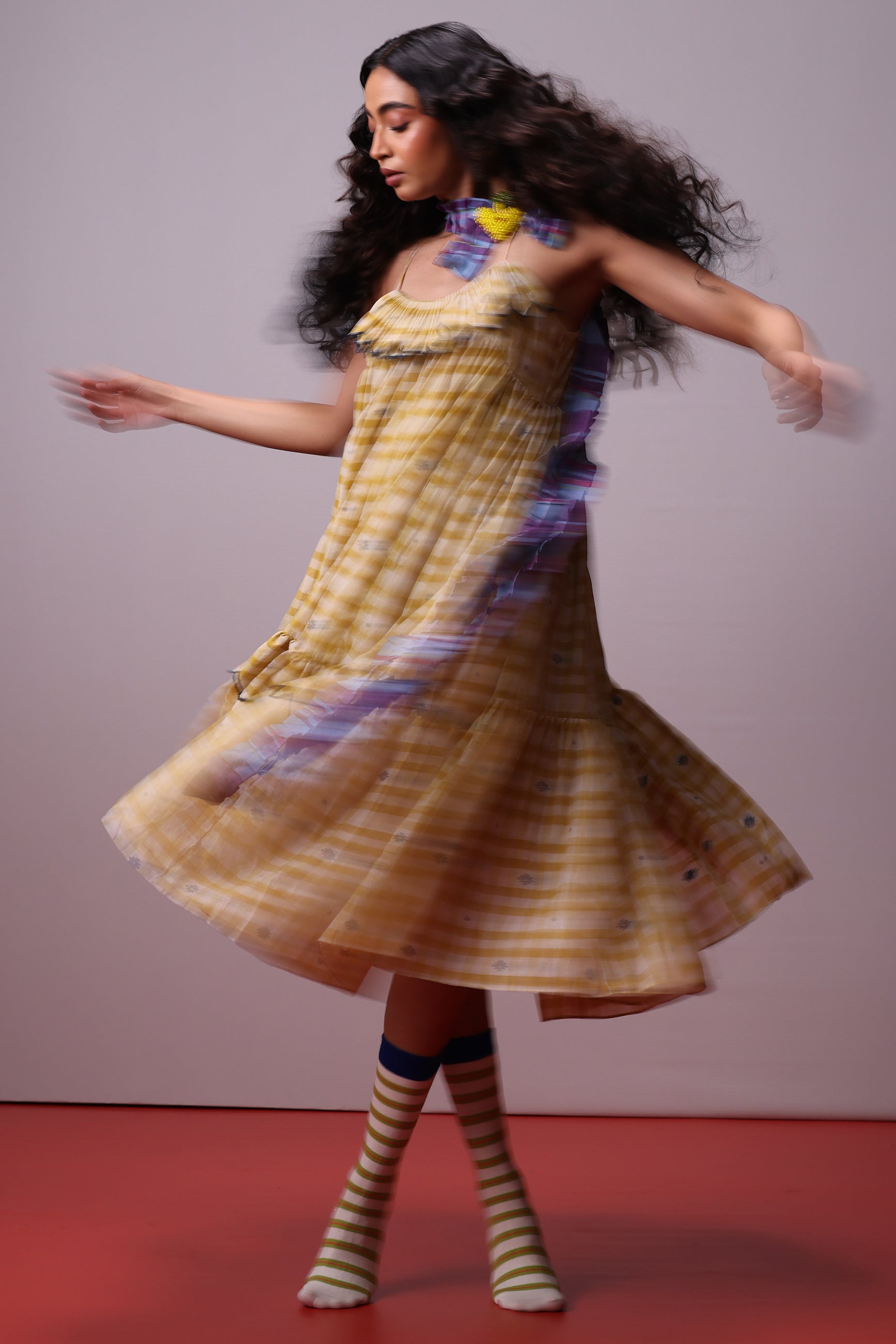 Sunlit Mosaic Frill Dress DRESSES IKKIVI