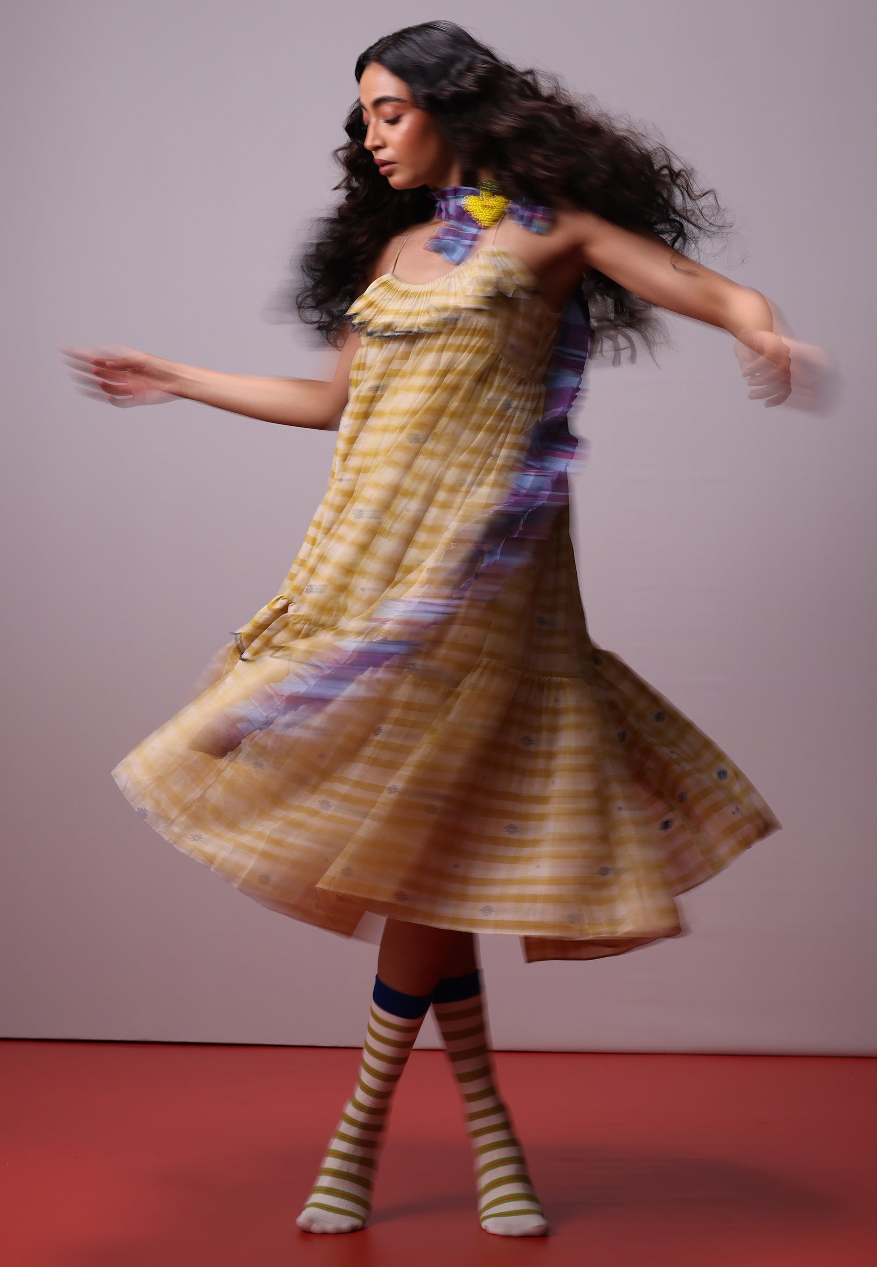 Sunlit Mosaic Frill Dress DRESSES IKKIVI