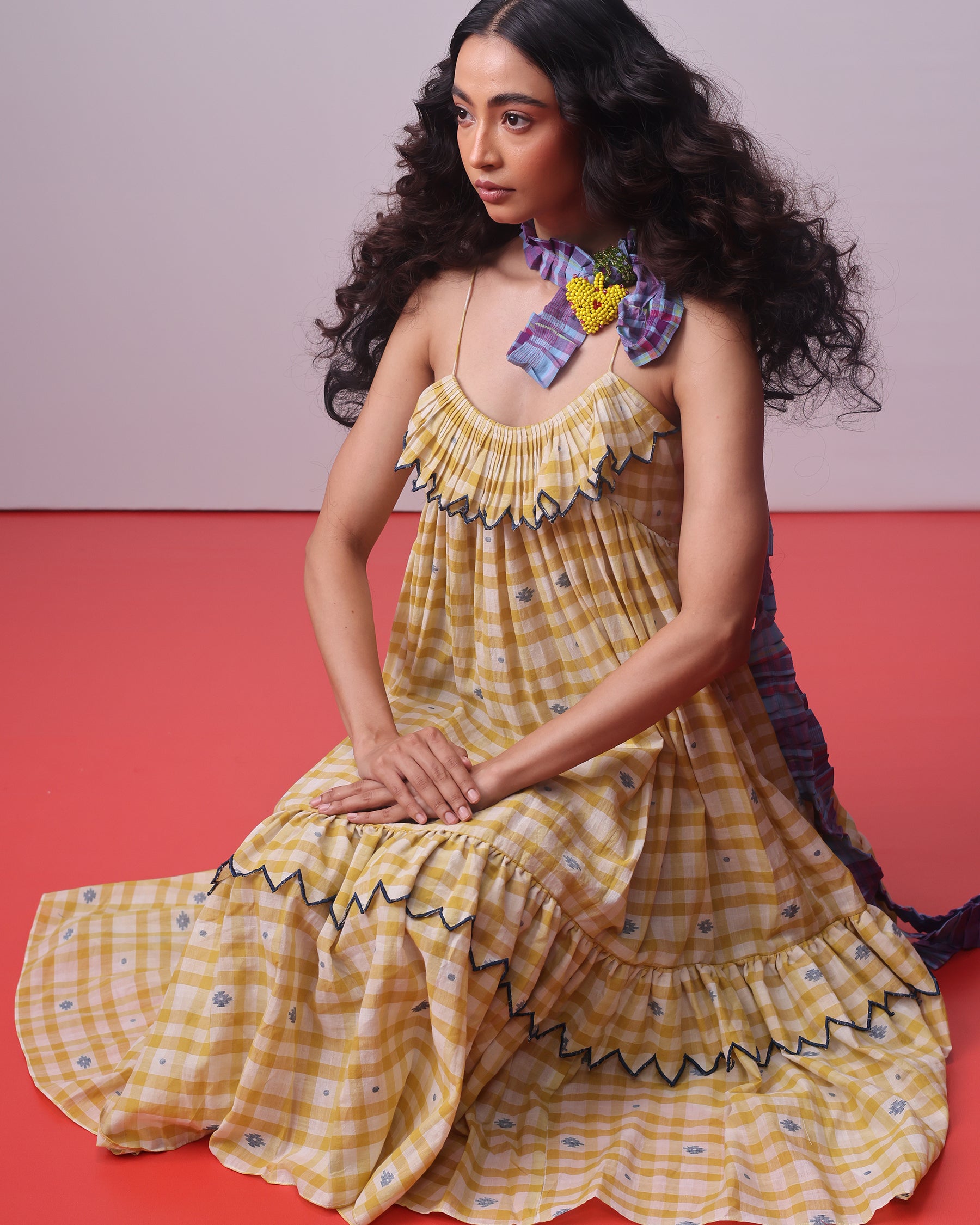 Sunlit Mosaic Frill Dress DRESSES IKKIVI