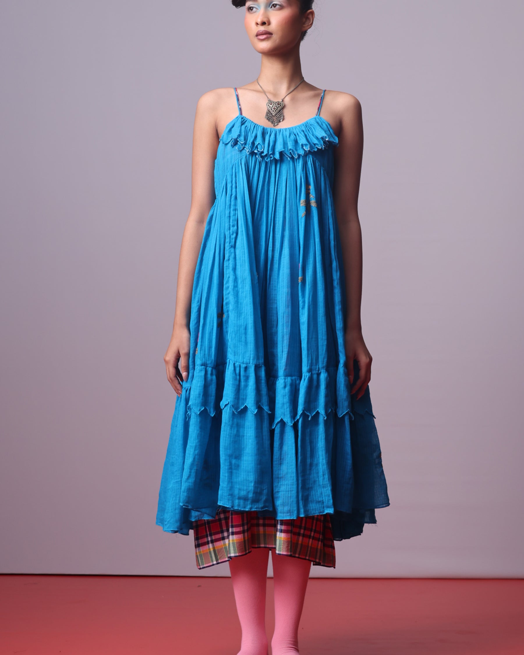 Turquoise Bloom Frill Dress DRESSES IKKIVI