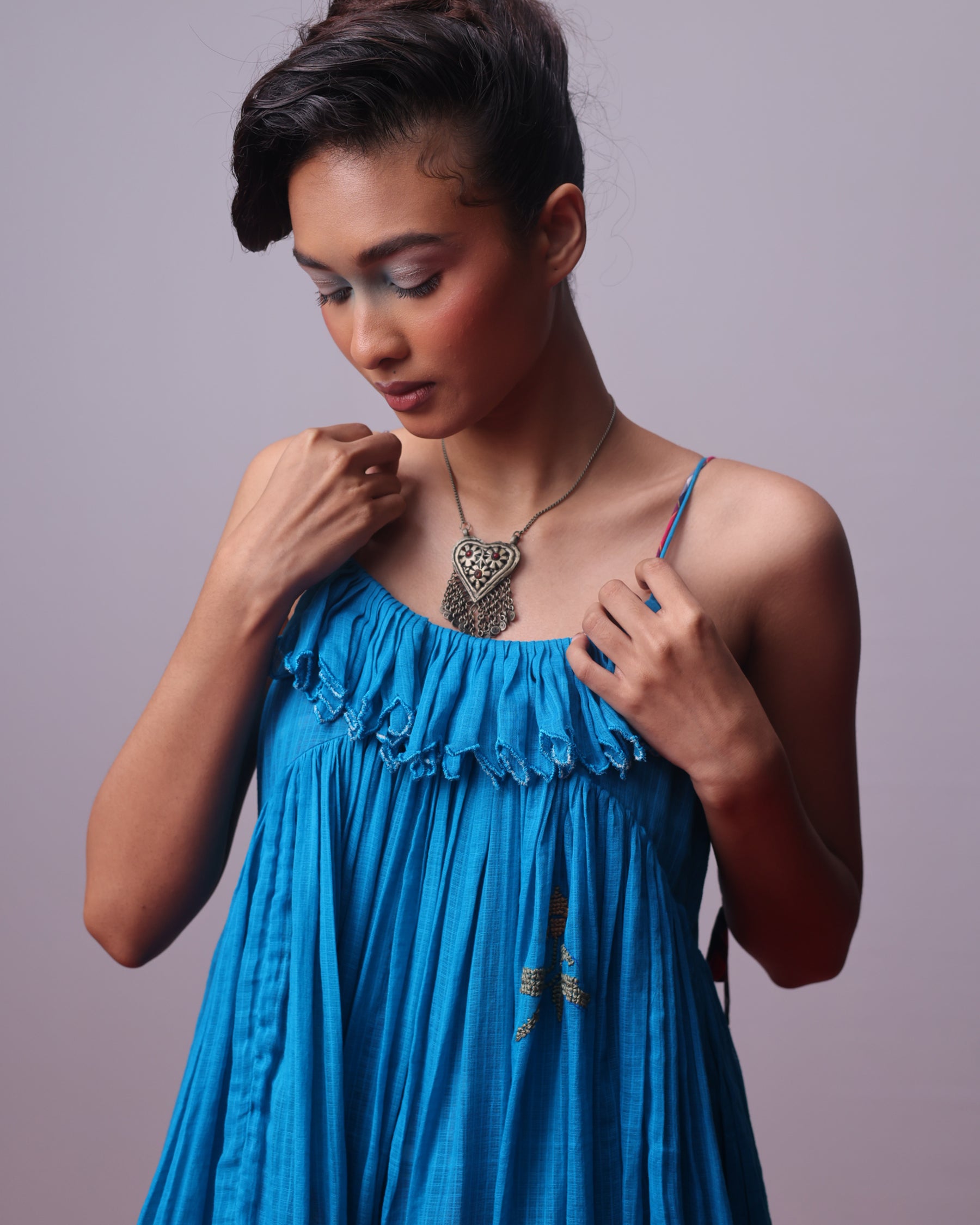 Turquoise Bloom Frill Dress DRESSES IKKIVI