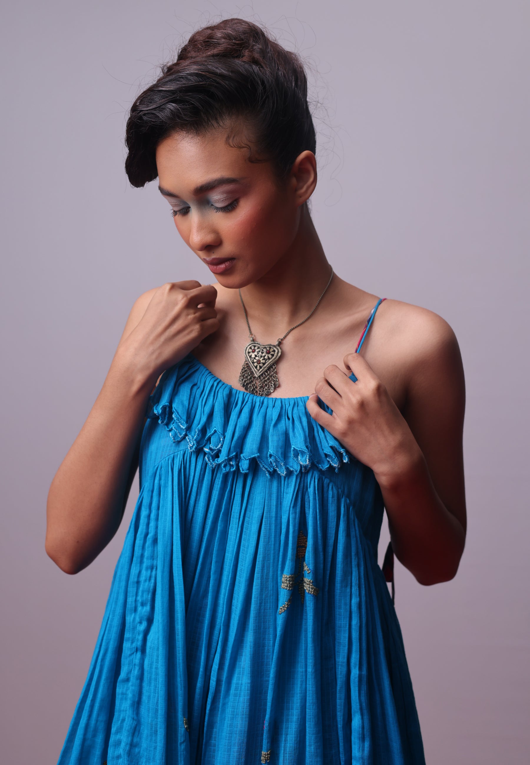 Turquoise Bloom Frill Dress DRESSES IKKIVI