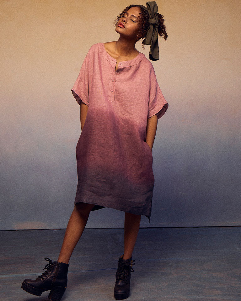 Ombre Block Dress Lavender Charcoal DRESSES IKKIVI