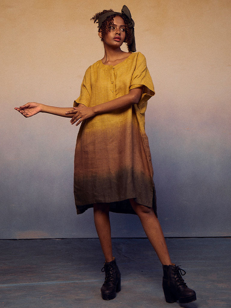 brown yellow dress Ombre Block Mustard Green | Womens Linen Midi Dress LANE BRYANT WOMEN'S BLACK The OLORI High Neck Color:Espresso Satin Green Bridesmaids Dresses
