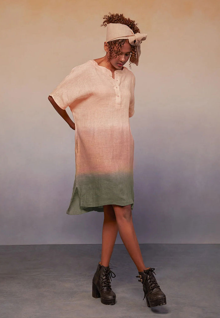 Ombre Block Dress Pink Green DRESSES IKKIVI