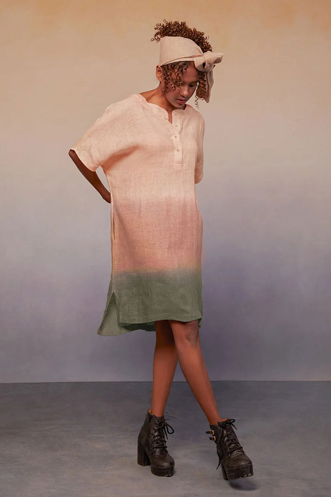 Ombre Block Dress Pink Green DRESSES IKKIVI