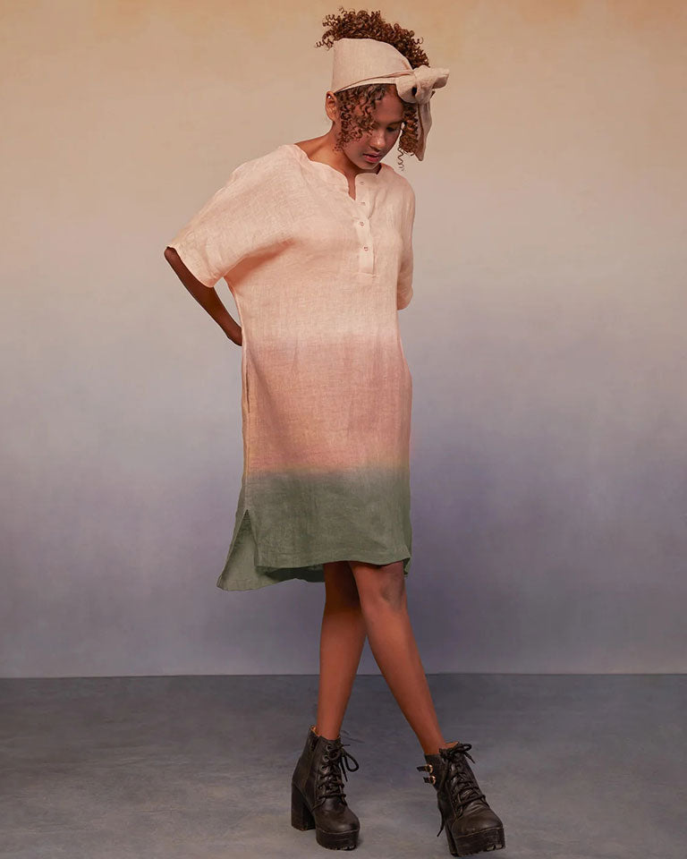 Ombre Block Dress Pink Green DRESSES IKKIVI