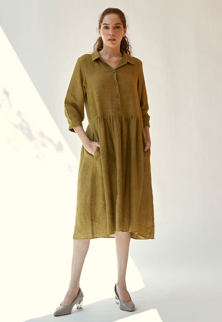 In The Moment Mustard Dress DRESSES IKKIVI