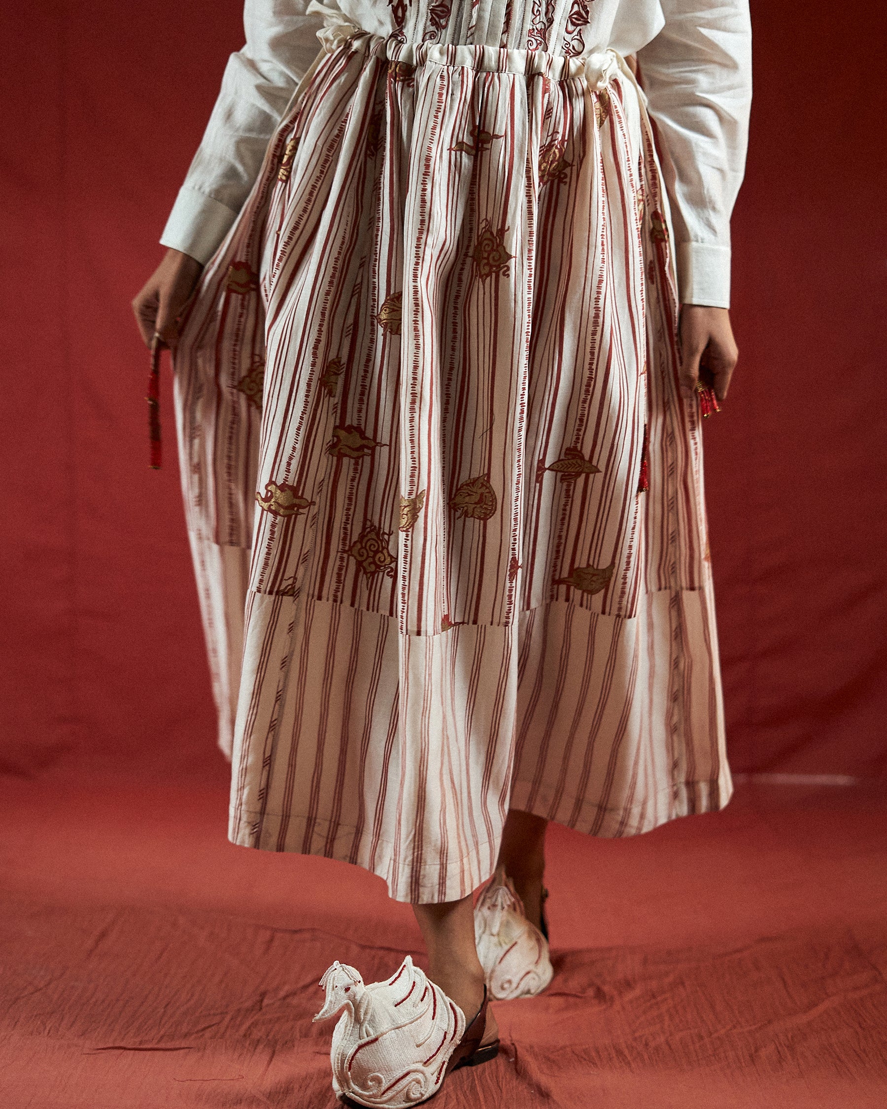 Htami Drawstring Panelled Skirt BOTTOMS Ahmev