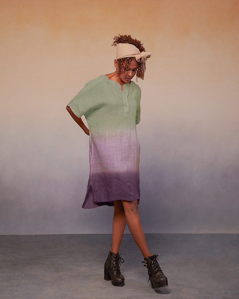 Ombre Block Dress Green Plum DRESSES IKKIVI