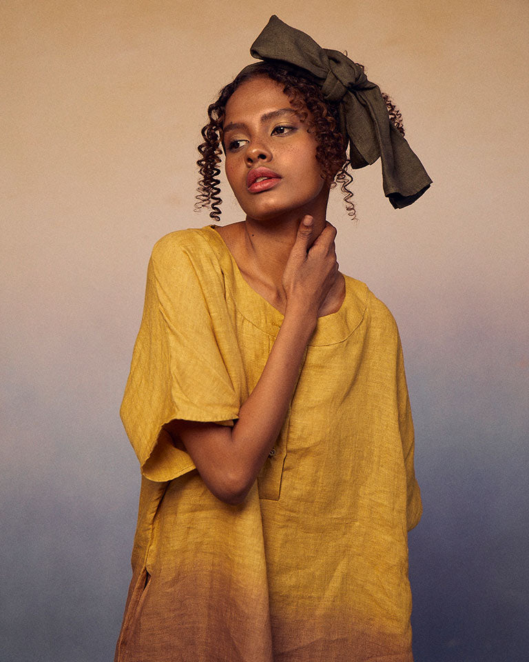 Ombre Block Dress Mustard Green DRESSES IKKIVI