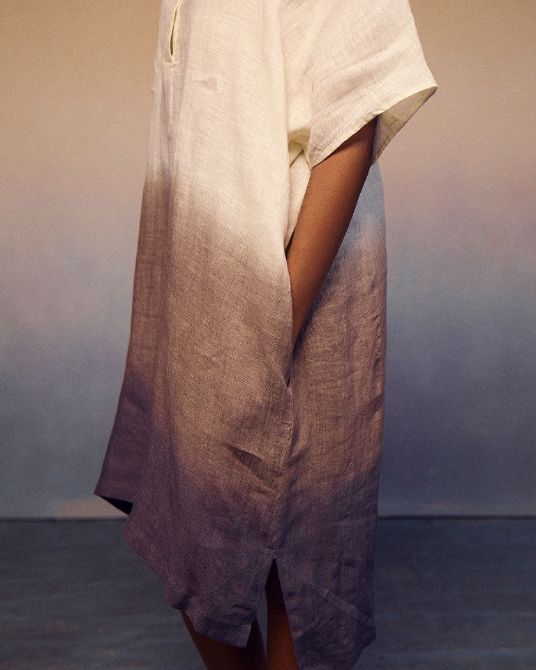 Ombre Block Dress Ivory Charcoal DRESSES IKKIVI