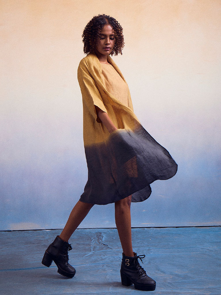 Joy Ombre Mustard Charcoal Suit Set SETS IKKIVI