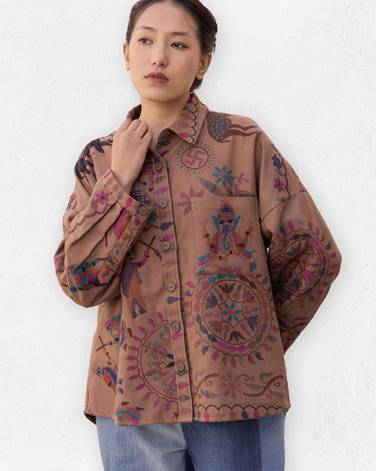 Mivaan Shacket TOPS IKKIVI One Size Pattern 1 Cotton