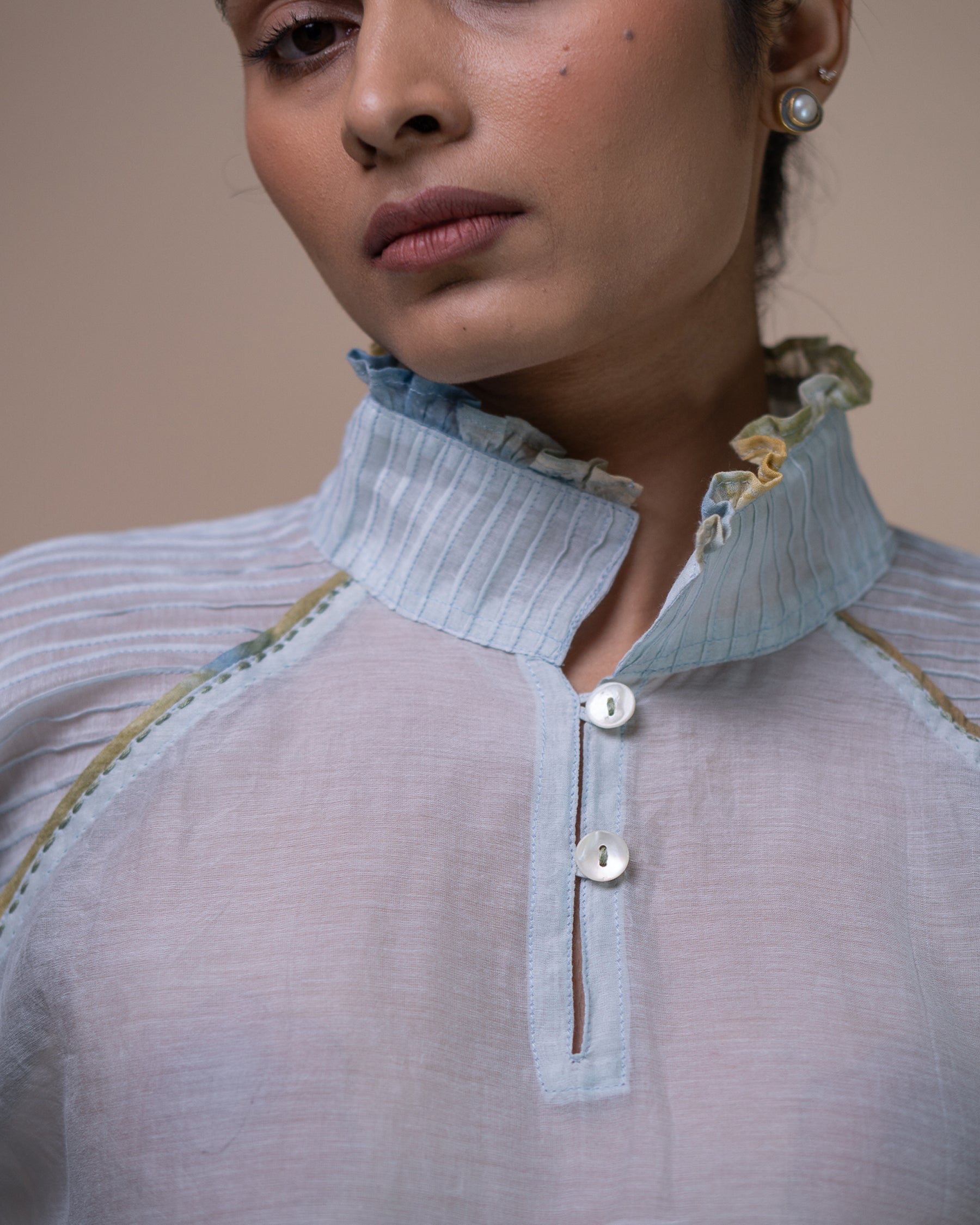 Meadows Pintucked Chanderi Blouse TOPS IKKIVI