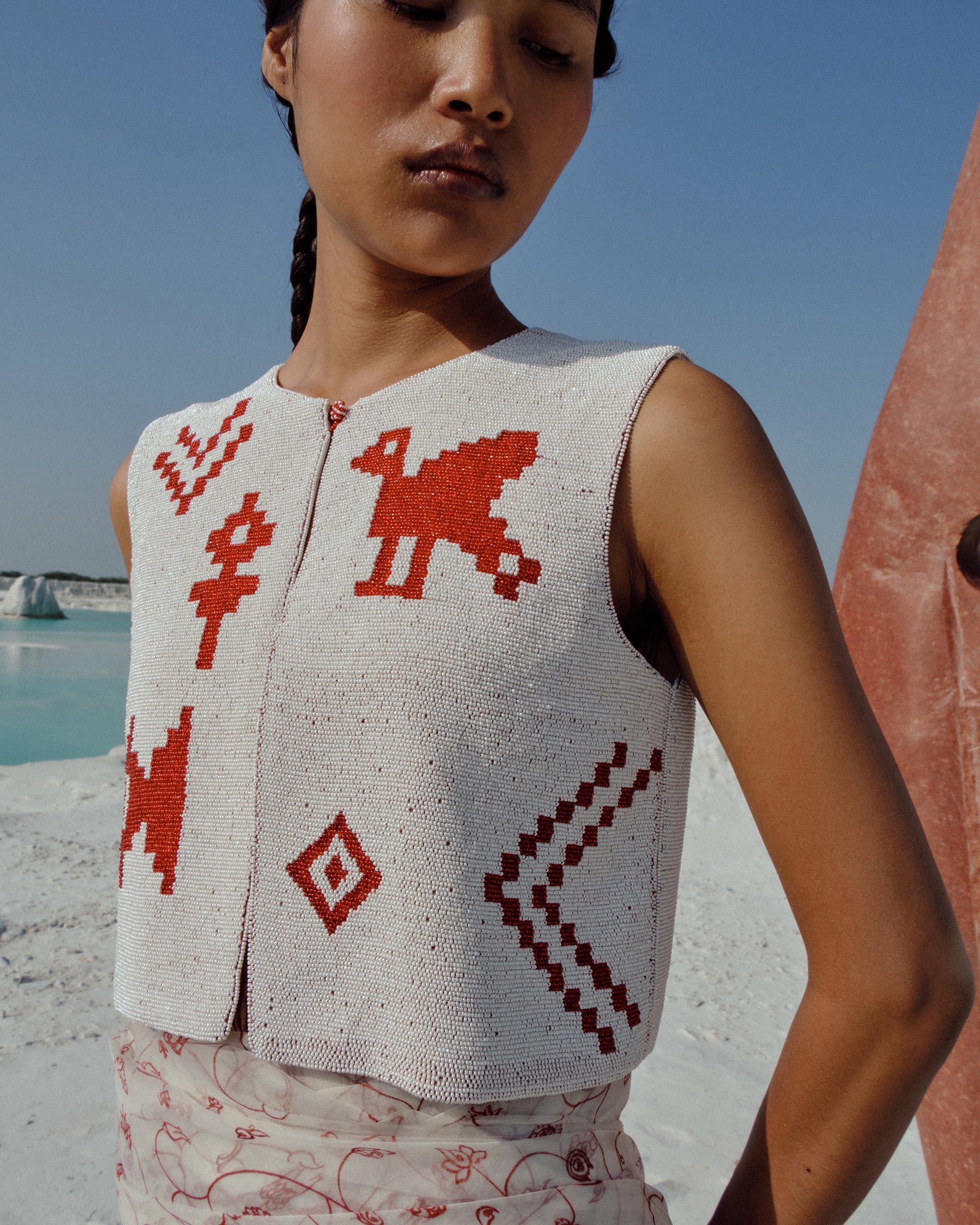 Wuna Beaded Vest JACKETS Ahmev