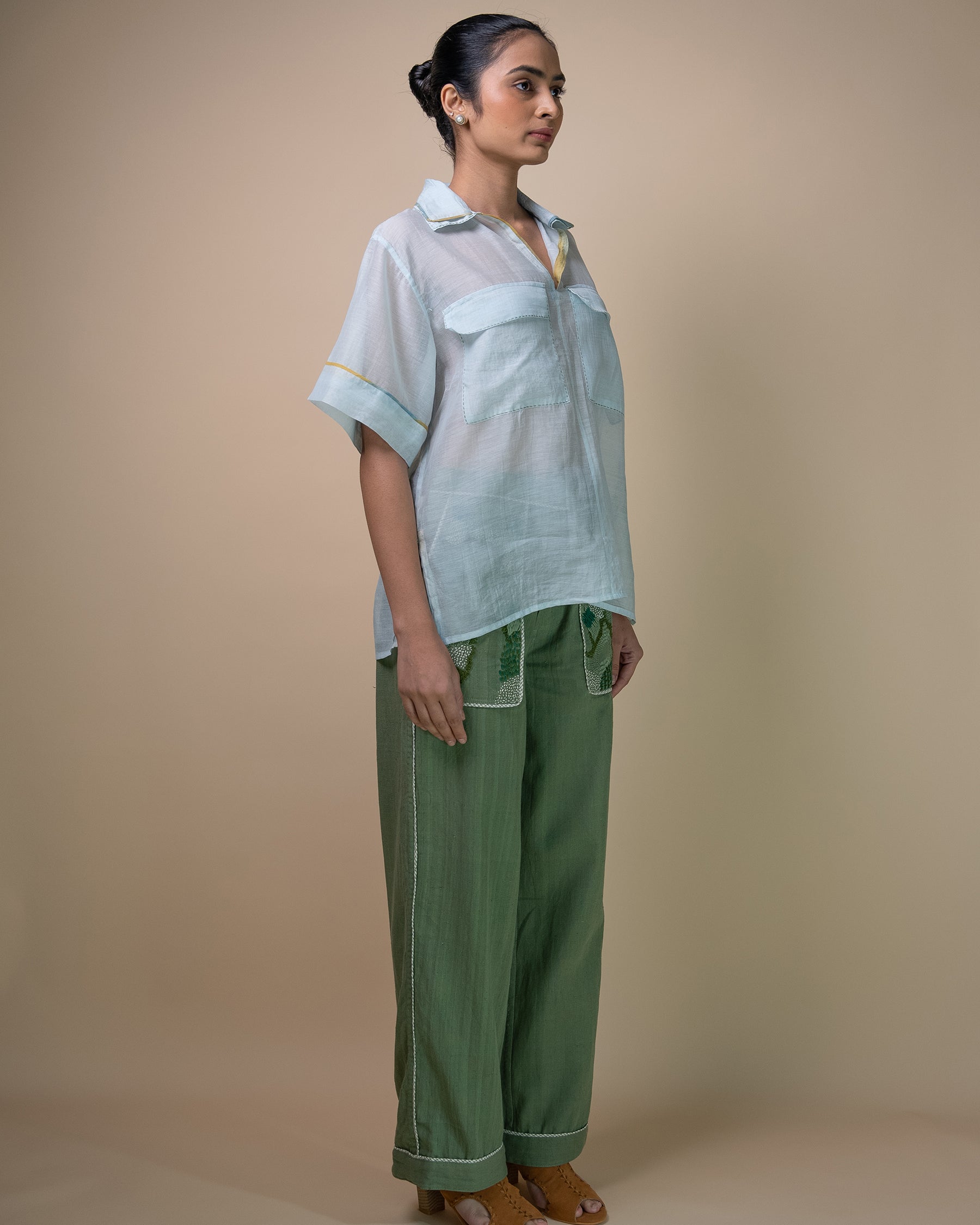 Meadows Patch Pocket Chanderi Shirt TOPS IKKIVI