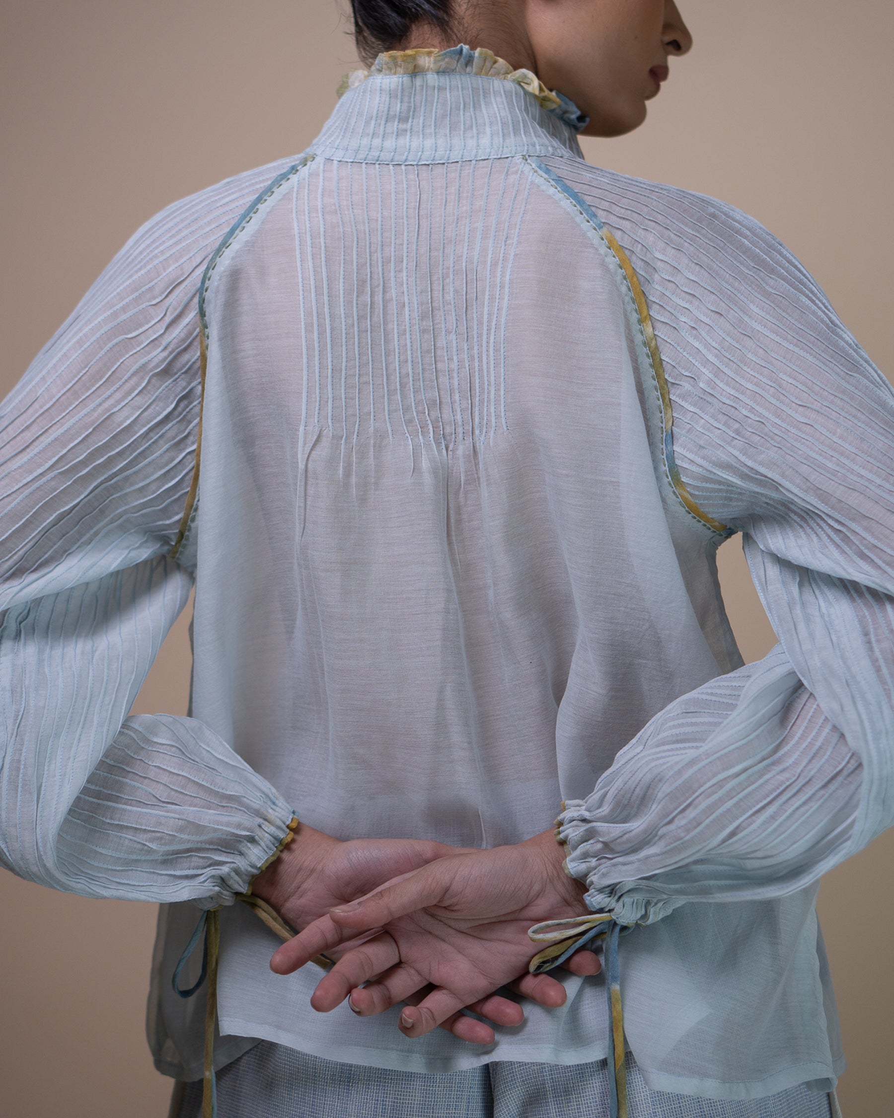 Meadows Pintucked Chanderi Blouse TOPS IKKIVI