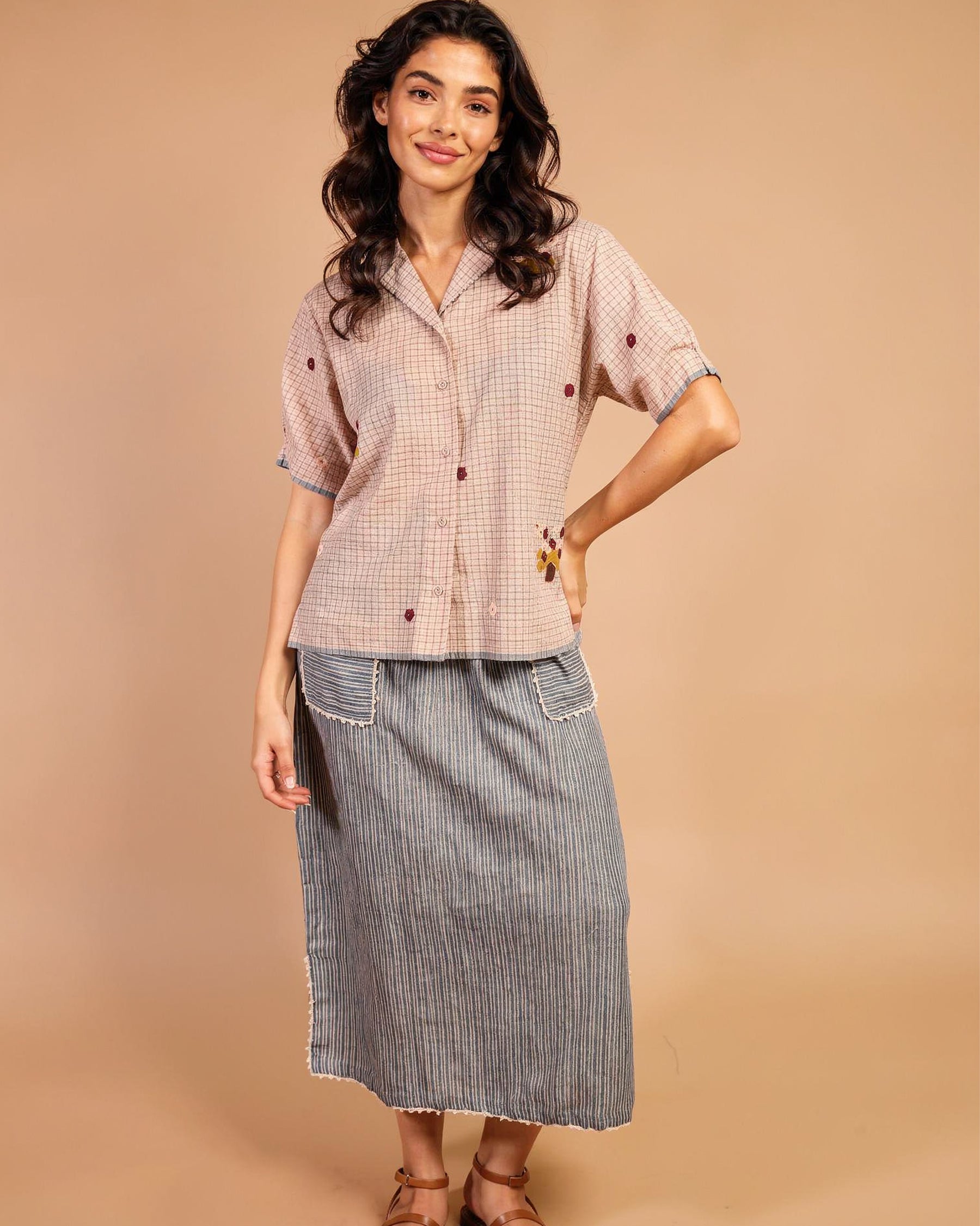 Checked In Bloom Shirt TOPS IKKIVI