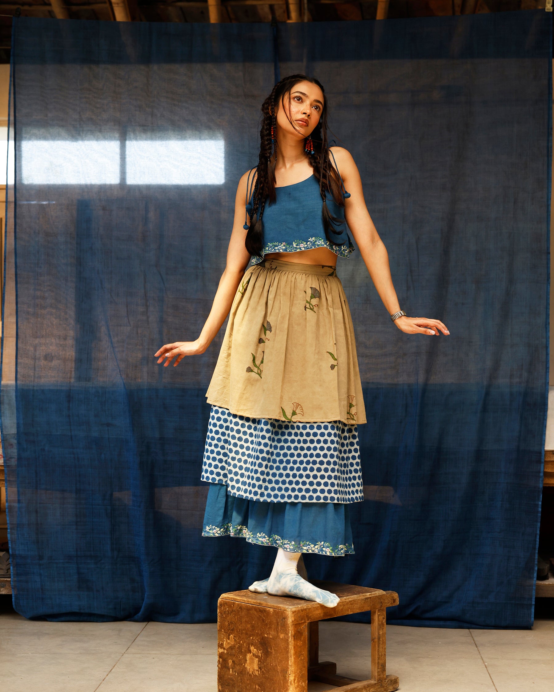 The Bluenn Earthbound Tiered Skirt BOTTOMS IKKIVI