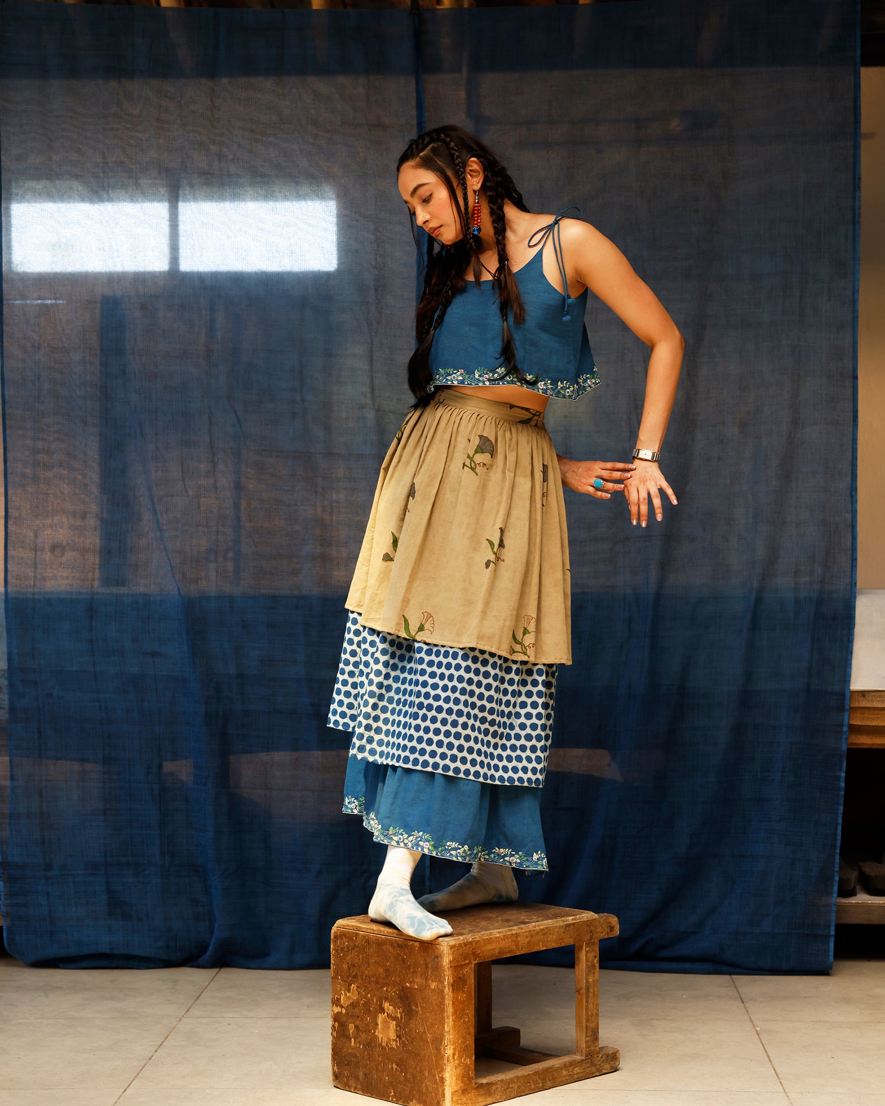 The Bluenn Earthbound Tiered Skirt BOTTOMS IKKIVI