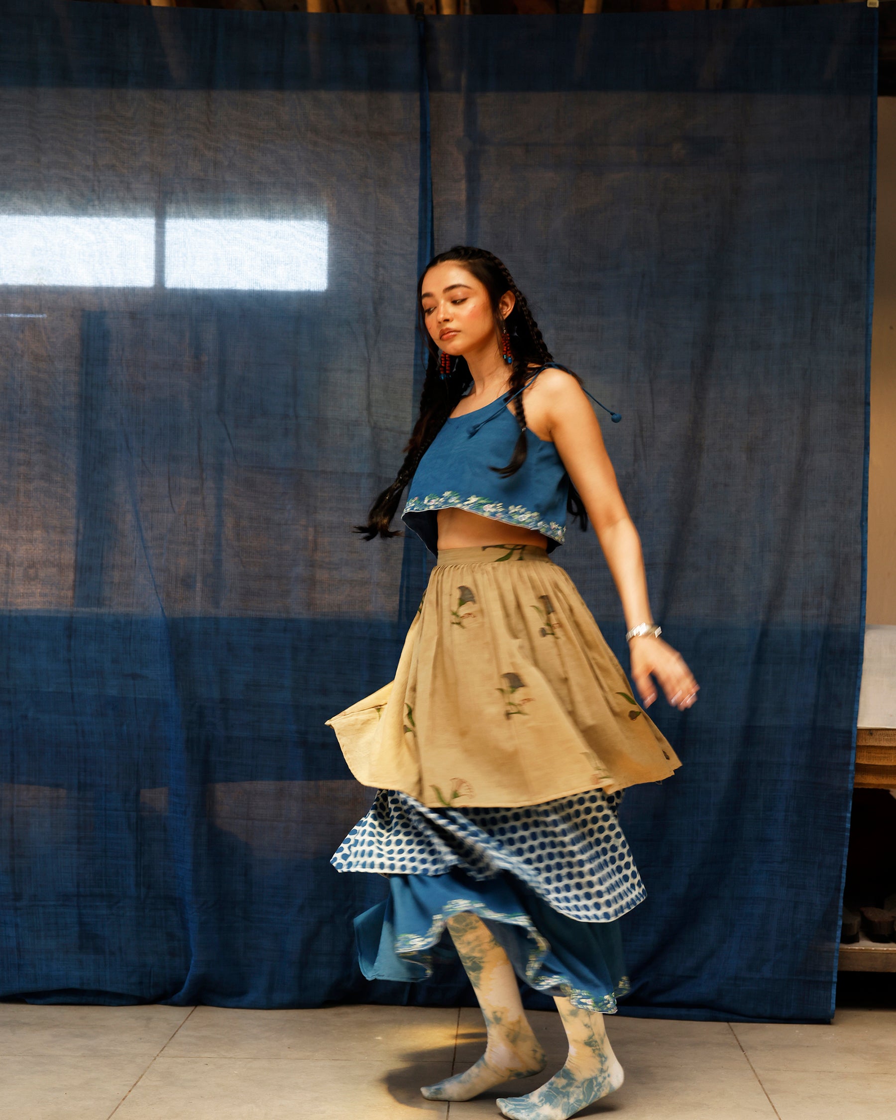 The Bluenn Earthbound Tiered Skirt BOTTOMS IKKIVI