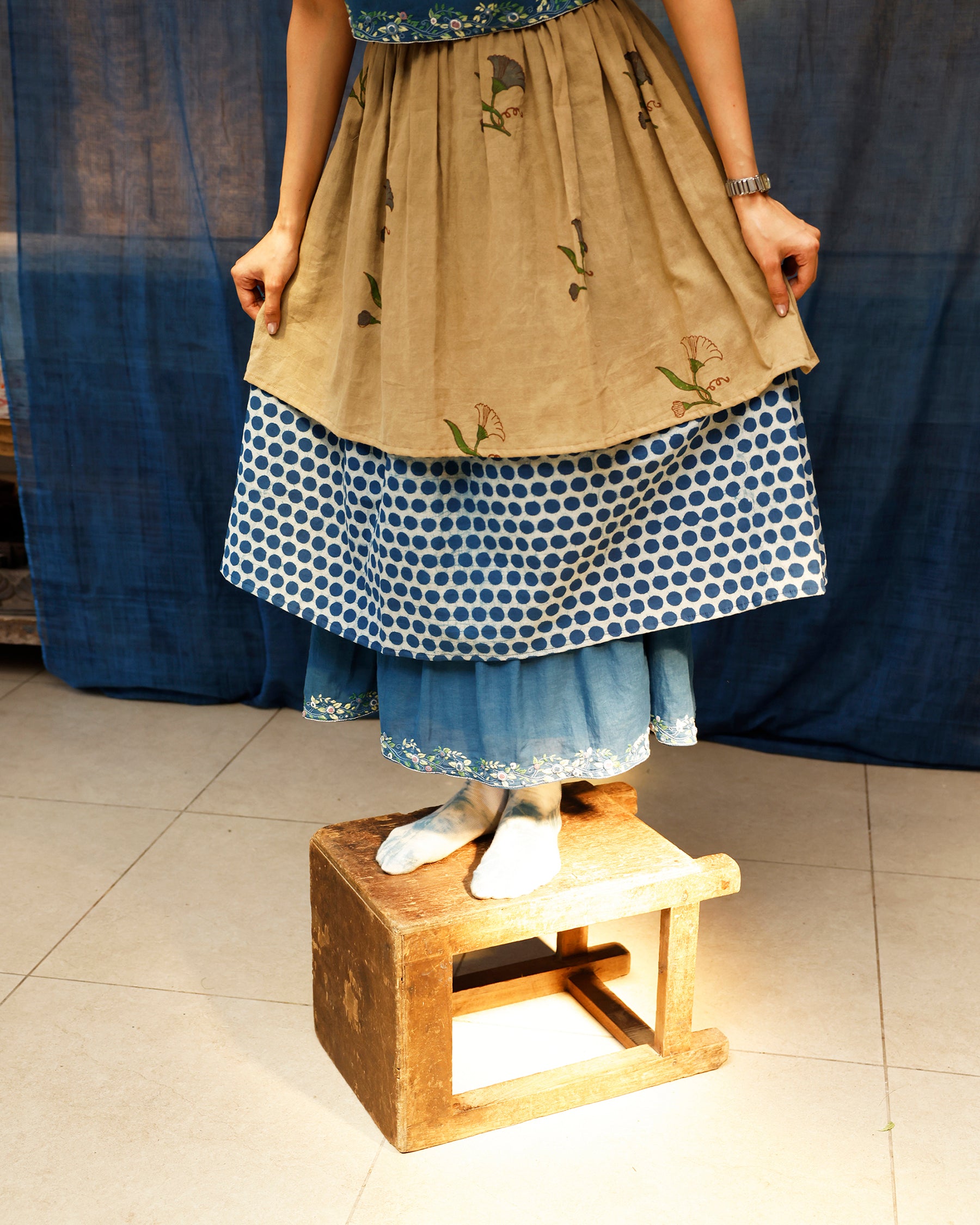 The Bluenn Earthbound Tiered Skirt BOTTOMS IKKIVI