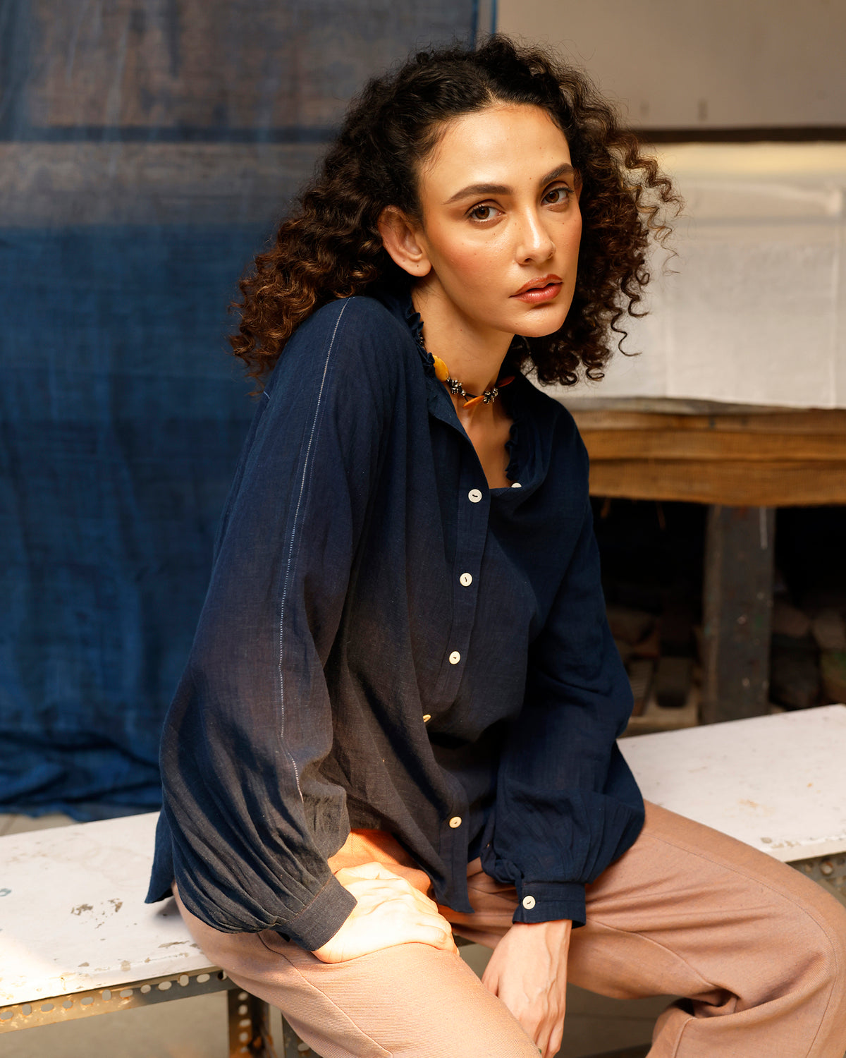 Indigo Quietude Shirt TOPS IKKIVI