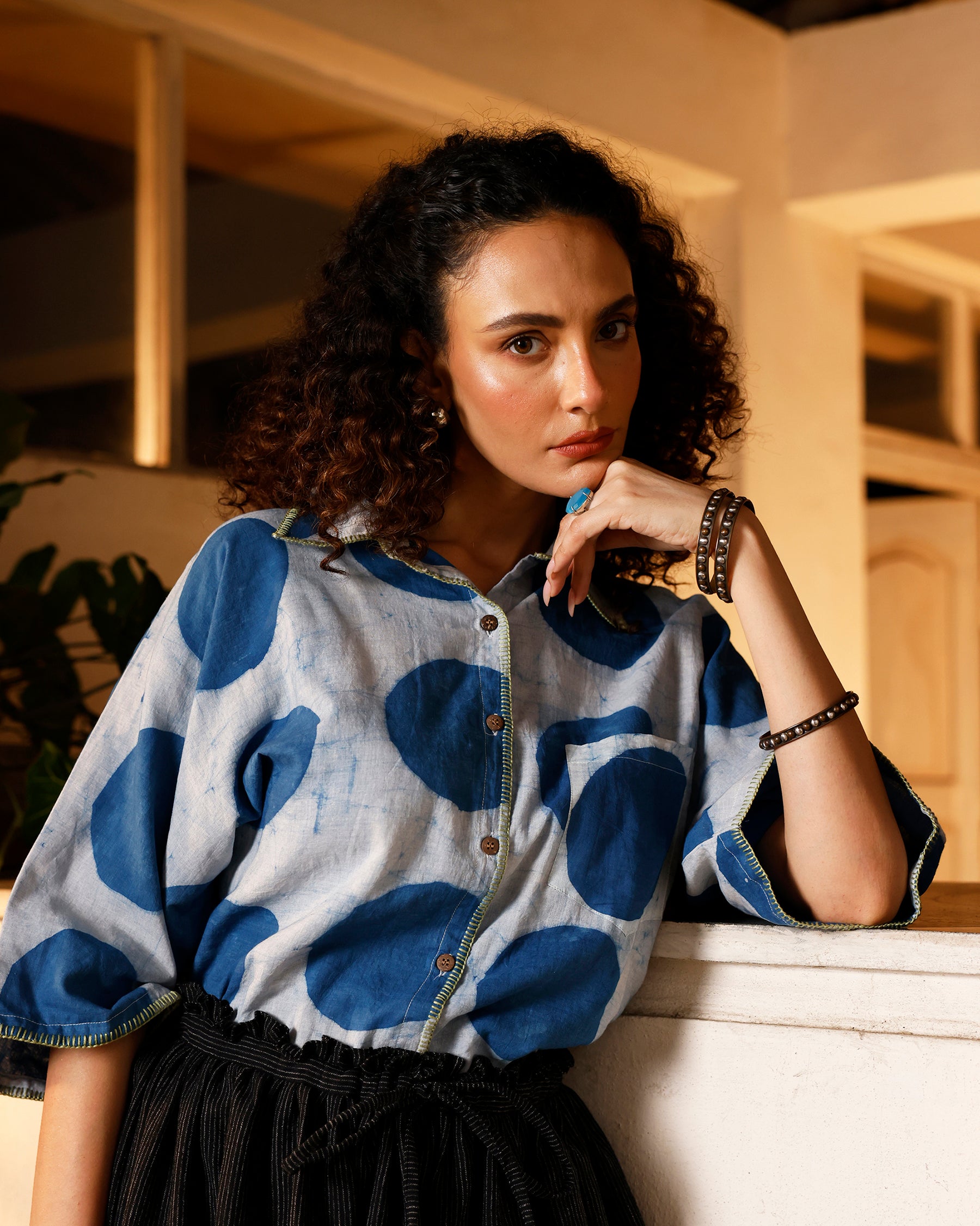 Noir Khadi Gathered Skirt BOTTOMS IKKIVI