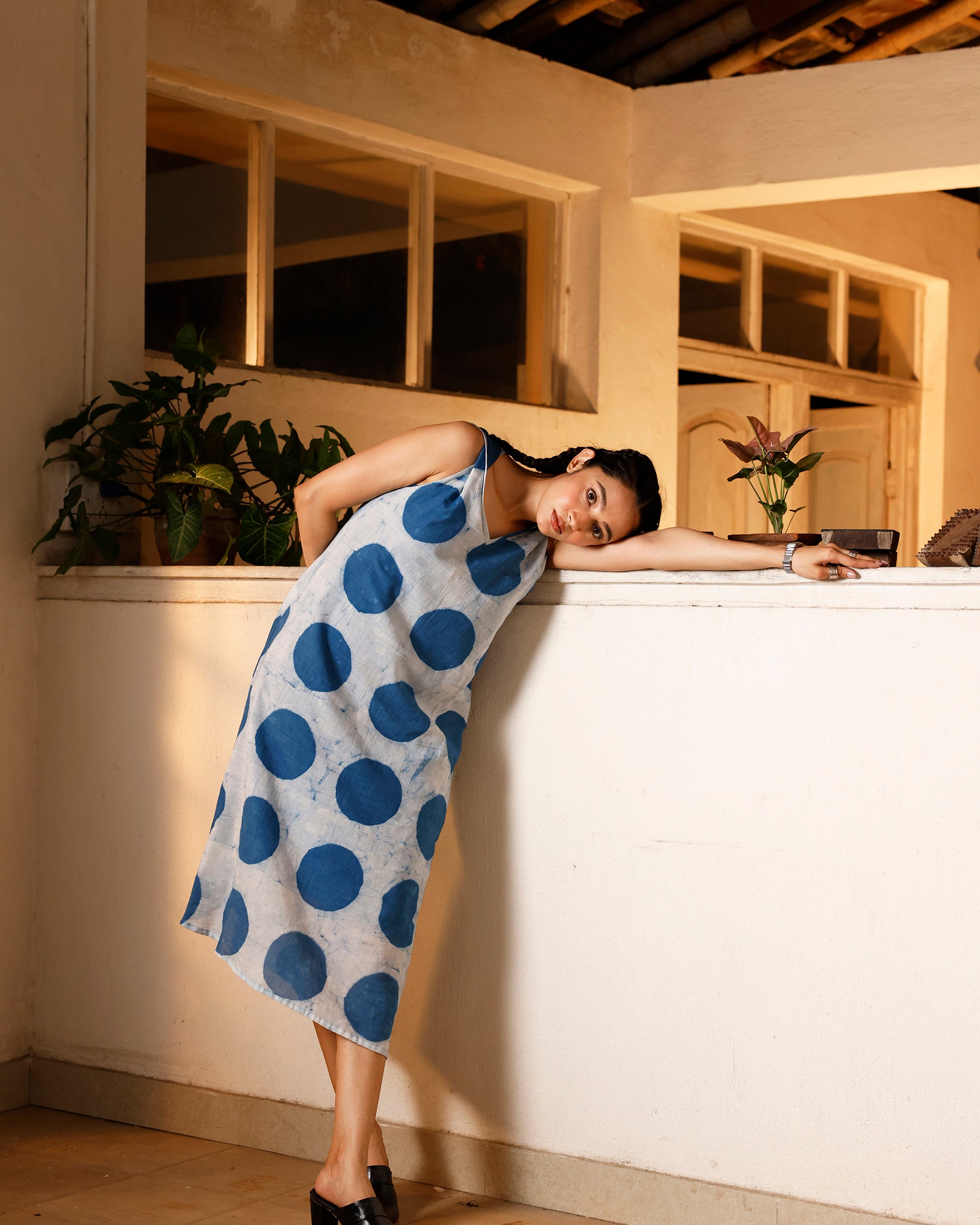Indigo Orbit Twisted Sleeve Dress DRESSES IKKIVI