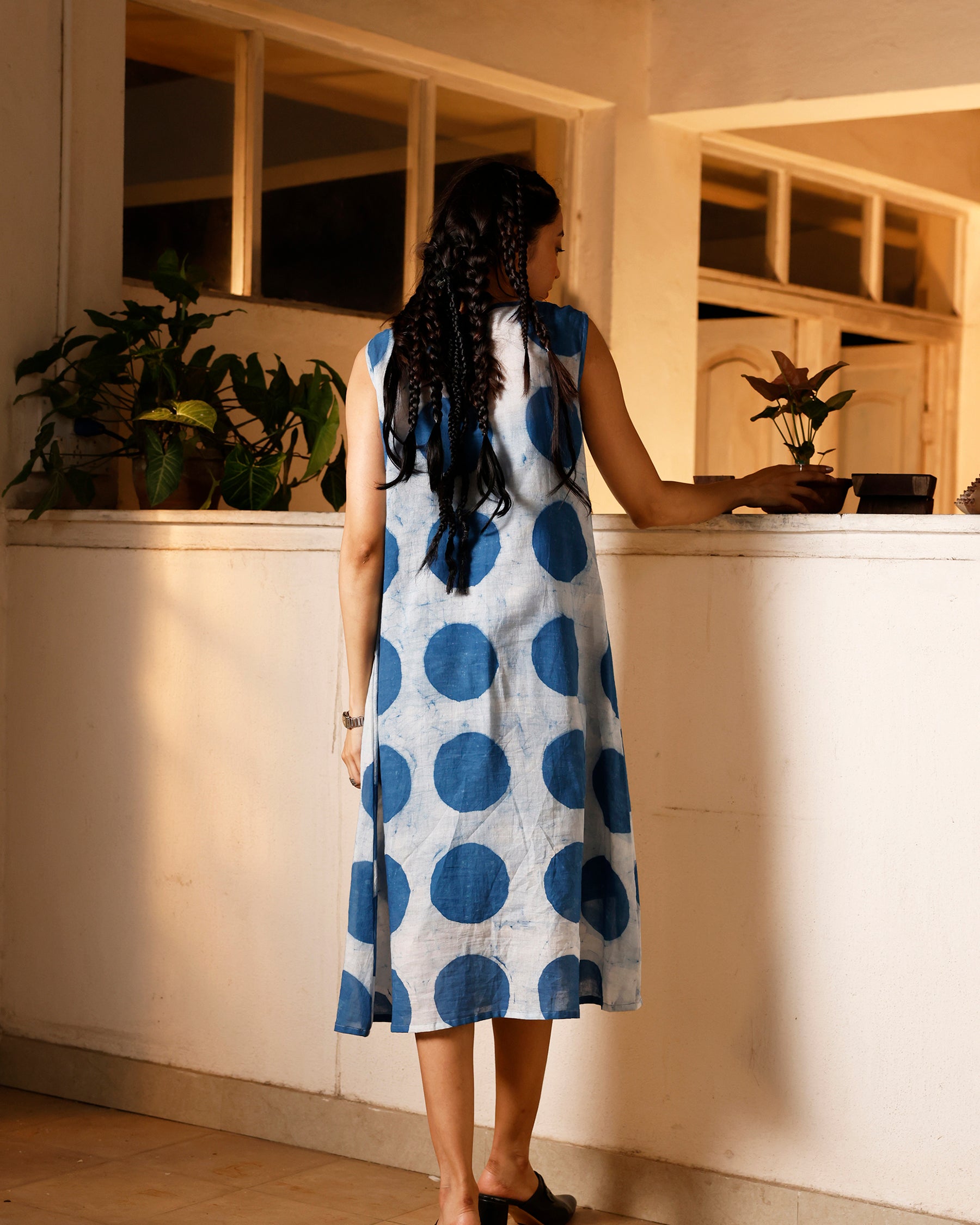Indigo Orbit Twisted Sleeve Dress DRESSES IKKIVI