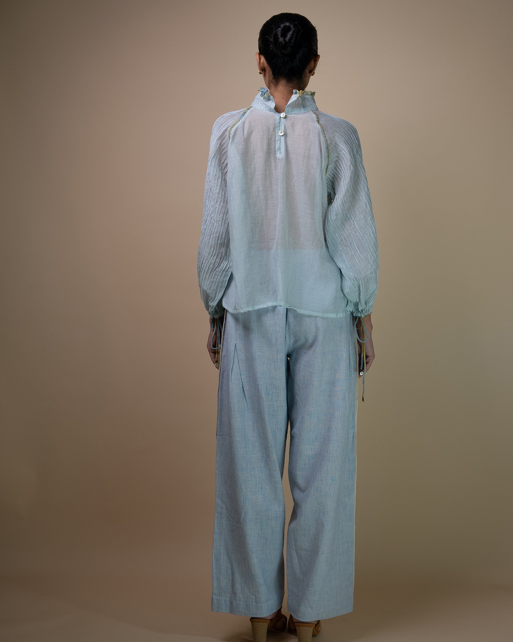 Meadows Pintucked Chanderi Blouse TOPS IKKIVI