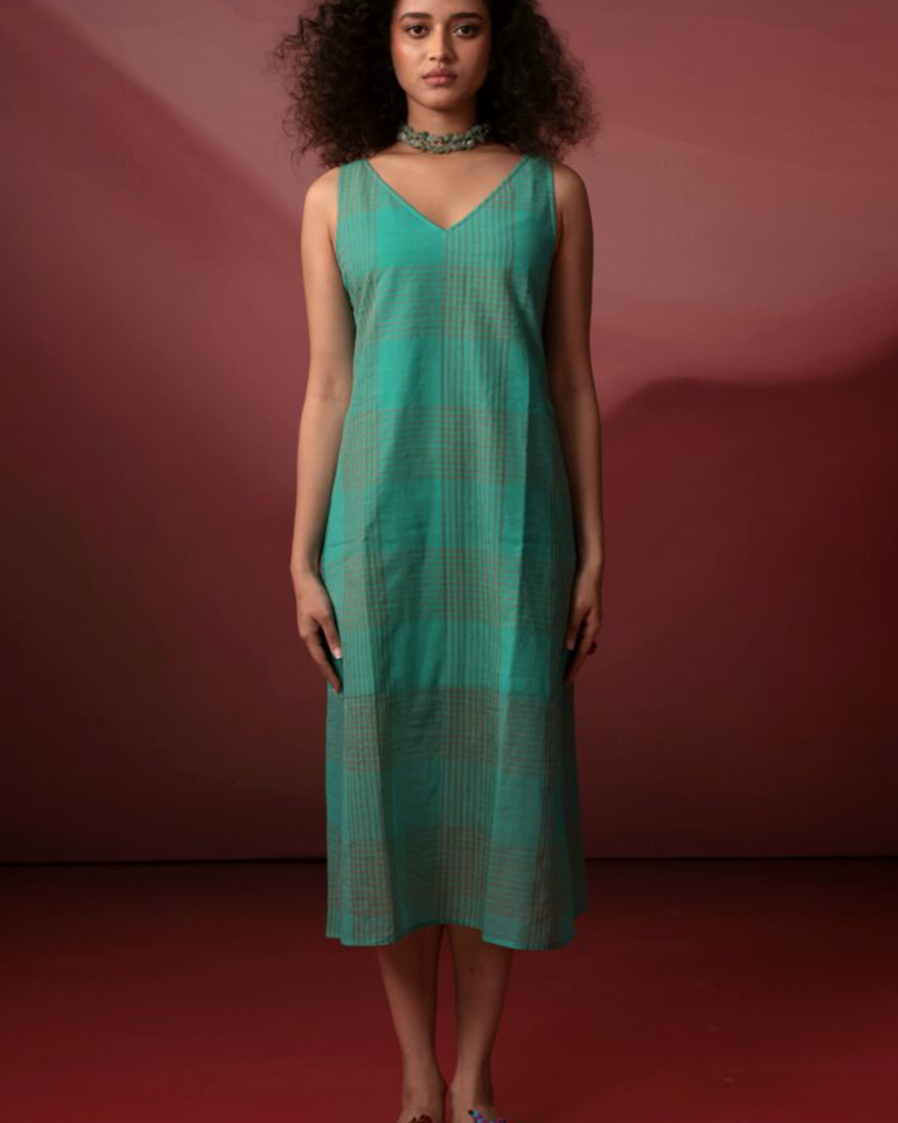 Turquoise Checks Dress DRESSES IKKIVI