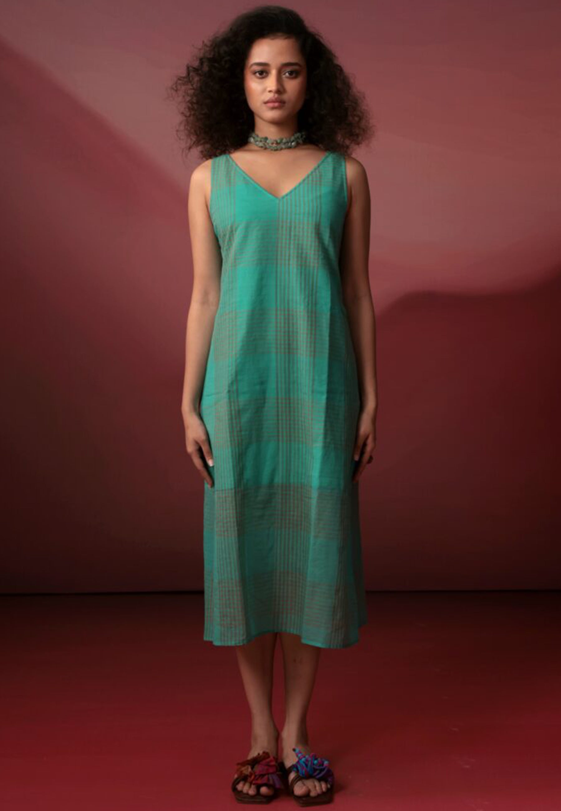 Turquoise Checks Dress DRESSES IKKIVI