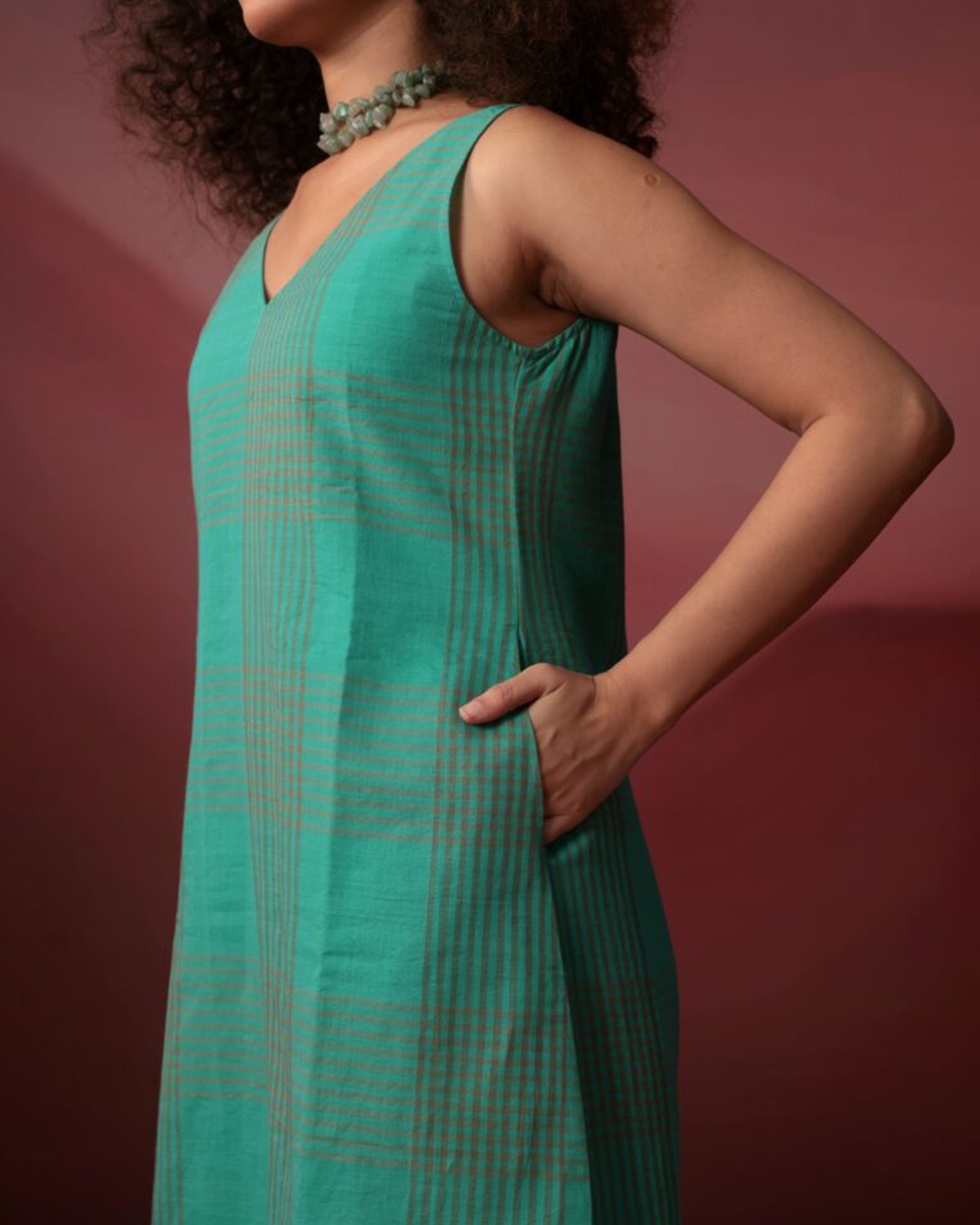 Turquoise Checks Dress DRESSES IKKIVI